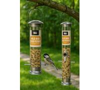 Garden Mile 2 Pack Large And Small Bird Seed Feeder Durable Weatherproof Stainless Steel Bird Feeders Hanging From Trees Feeding Stations For Garden Patio Outdoors Seed Feeder Perfect for Birdwatching