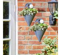 Garden Mile 2 Pack Slate Wall Mount Flower Basket - 14" Waterproof Rattan Hanging Basket - Durable Outdoor Basket For Garden Planter, Patio Decorations, Artificial Flowers, Outdoor Plants & Flowers