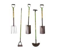 Garden Mile 2 Piece Garden Tools For Gardening Kit Digging Fork And Shovel Heavy Duty Gardening Set Carbon Steel Spade Digging Tool Gifts For Gardeners (5pc Tool Set)