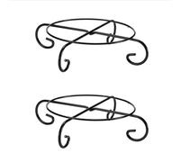 Garden Mile 2 x Plant Pot Caddy Stand Garden 25cm Decorative Flower Pot Stand Indoor Outdoor Patio Home Plant Stand Rollers Saucer Tray Pallet
