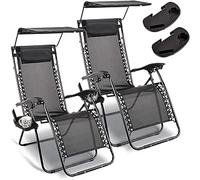 Garden Mile 2 X Reclining Garden Sun Lounger Recliner chair Strong Steel Gravity folding Chair Tanning Bed Garden furniture Sunlounger Patio Outdoor Waterproof (Gravity)