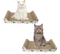 Garden Mile 2pc Large Cat Scratching Beds Corrugated Cardboard Loungers with Catnip Scratch Boards for Cats & Kittens Indoor Pet Furniture for Playtime & Sharpening Claws for Cats