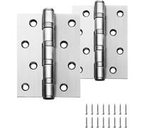 Garden Mile 2pc Nickel Door Hinges 4”/100mm - Heavy Duty Butt Hinges with Screws, Durable Internal Hinges for Doors, Gates, Cabinets & Furniture