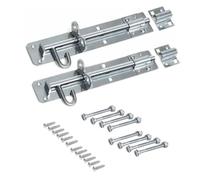 Garden Mile 2pc Silver Brenton Bolt Lock For Shed Gates Doors 8" / 200mm Sliding Door Lock Gate Bolts For Wooden Gates Heavy Duty Locking Shed Door Bolt Weatherproof Bolts For Doors And Sheds