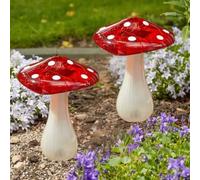 Garden Mile 2pc Solar LED Mushroom Lights Outdoor Garden Toadstool Stake Lights Waterproof Decorative Solar Powered Mushroom Ornaments Pathway Garden Lighting