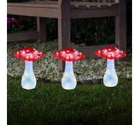 Garden Mile 3 LED Solar Powered Mushroom Stake Lights Outdoor Waterproof - Toadstool Garden Path Lights - Decorative Solar Lights Outdoor Garden for Pathway, Patio, Lawn & Fairy Garden Decor