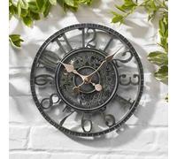 Garden Mile® Large Round 30cm Blue Slate Effect Wall Clock Home Decor Garden Ornaments Outdoor Clock Indoor Wall Clock Decorative Waterproof Modern Vintage Open Face Wall Art