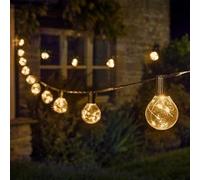 Garden Mile Waterproof LED Festoon Lights Outdoor, Indoor Globe String Lights for Garden. Sets of 10 and 20 Outdoor Sting Lights (Firefly Festoon - White, 10)