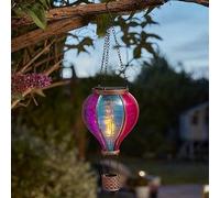 Garden Mile 36cm Mini Solar Hot Air Balloon Lantern with Flickering Flame Effect - Hanging LED Solar Light for Outdoor Garden, Patio, Balcony & Yard - Waterproof Decorative Solar Lanterns for Outside