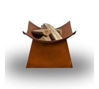 Garden Mile 38cm Steel Square Design Fire Basket With Stand - Metal Outdoor Fire Pits for Garden Heating - Hand Painted Bronze Effect Fire Bowl for Garden, Patio, Outdoor Space (Square Fire Bowl)