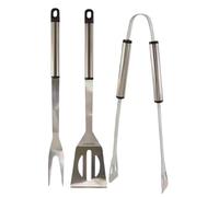 Garden Mile 3pc BBQ Utensil Set Heavy Duty Barbecue Tools Grilling Utensils Kit Spatula, Tongs And Fork BBQ Tools Stainless Steel Utensil Set BBQ Accessories For BBQ Cooking Outdoor Camping