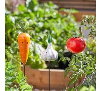 Garden Mile 3pc Cute Vegetables Unusual Garden Ornaments Outdoor Decorative Garden Stakes For The Home Flowerbeds Plant Pots Quirky Ornaments For Outdoors Vegetable Decorations