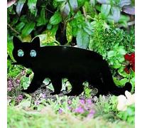 Garden Mile® 3x Black Cat Pest Deterrant Ornaments Decorations Garden Metal Stakes Glow In The Dark Eyes Black Scare Cats with Reflective Eyes Outdoor Set of 3 Cat Silhouettes