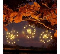 Garden Mile solar string lights outdoor garden LED 3.8m waterproof string lights Solar Garden decorations for indoor Outdoor Balcony Lights for Patio, Gazebo and Wedding Décor (Triple Starburst Light)