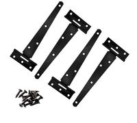 Garden Mile 4 Pack 12 Inch / 300mm Black Garden Gate Hinges for Wooden Gates Heavy Duty Powder Coated for Weather Protection T Hinges with Screws for Shed Garage Barn Doors Gate Hinge