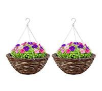 Garden Mile 4 Pack 14" Hanging Baskets Outdoor Flower Planters with Chain