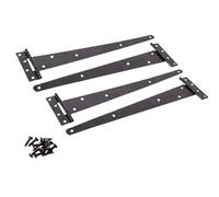 Garden Mile 4 Pack 18 Inch / 450mm Black Garden Gate Hinges for Wooden Gates Heavy Duty Powder Coated for Weather Protection T Hinges with Screws for Shed Garage Barn Doors Gate Hinge