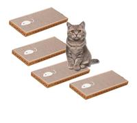 Garden Mile 4 Pack Cat Scratching Board Mats Durable Corrugated Cardboard Double Sided Scratch Boards for Cats & Kittens Indoor Cat Furniture for Playtime & Sharpening Claws for Cats
