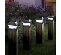Garden Mile Solar LED Post Cap Light for Outdoor Fence Posts or Decking in Your Garden, These Square Post Cap Lamps for Posts, Deck, Patio or Fence (Post Cap Lights - Black, Set of 4)