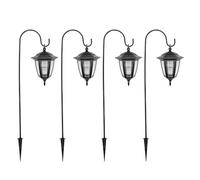 Garden Mile 4 Pack Solar Powered LED Hanging Garden Lanterns with Shepherds Hooks - Durable Weatherproof Victorian Coach Lamps for Outdoor Pathway Lighting 88cm Tall Shepherds Hooks for Garden Lights