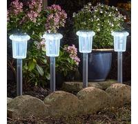 Garden Mile 4 Pack Solar Powered LED Stake Lights - Bright White Outdoor Solar Garden Lights, Decorative Waterproof Solar Lights for Lawn, Patio, Flower Beds & Driveway