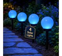 Garden Mile 4 Solar Globe Stake Lights Blue LED Outdoor Garden Path Lights