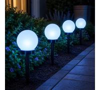 Garden Mile Set of 4 Solar Stake Lights Bright White Solar Garden Lights Outdoor Waterproof Driveway and Pathway Lighting Versatile Outside Lamps for Flowerbeds Borders Planters