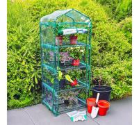 Garden Mile 4 Tier Small Greenhouse with Clear Plastic PVC Cover, 4ft Tall Heavy Duty Outdoor Cold Frame with Shelves Green House For Vegetables, Flowers, Herbs Protection Gardening Equipment