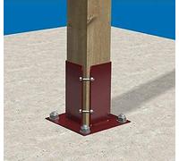 Garden Mile 4 x 100mm x 100mm Galvanised Steel Bolt Down Square Fence Post Support Holder Metal Post Shoes Garden Post Supports Outdoor Use Gardening Easy Application Weatherproof