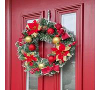 Garden Mile 40cm Red Christmas Wreath - Traditional Door Wreath with Baubles, Berries, Pinecones & Christmas Flowers - Festive Decoration for Front Door, Wall or Indoor Christmas Displays