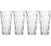 Garden Mile 420ml Plastic Clear Stackable Large Water Drinking Glasses Set of 4 Hot Tub Glasses Juice Water Glasses Tumblers Set Pint Glasses for Picnics, BBQ’s Outdoor Glass Tumblers