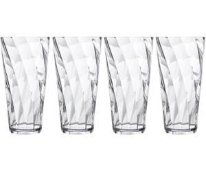 Garden Mile 420ml Plastic Clear Stackable Large Water Drinking Glasses Set of 4 Hot Tub Glasses Juice Water Glasses Tumblers Set Pint Glasses for Picnics, BBQ’s Outdoor Glass Tumblers