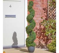 Garden Mile 4ft Artificial Topiary Tree Fake Swirl Potted Plant 120cm Indoor House Plant Outdoor Boxwood Bush Tree Large Fake Potted Plants Twisted Tree in Pot