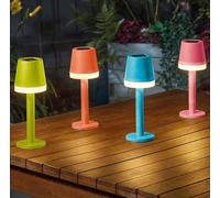 Garden Mile 4PC Multicoloured Solar Table Lamps - Waterproof Outdoor LED Solar Lamps - Rechargeable Warm White Light for Patio, Garden, Pathway, Porch and Table Decoration