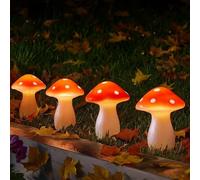 Garden Mile Set of 4 Mushroom Lights Garden Outdoor Décor, Waterproof Mushroom Ornaments for Garden, Pathway, Landscape Easter Decorations Solar Powered Toadstool Stake Lights