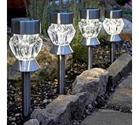 Garden Mile 4pc Solar Stake Lights - 23cm Solar Garden Stake Lights Outdoor with Colour Changing LED & Bright White LED - Durable Garden Lights for Pathway Lighting, Flower Bed Decorations & Planters