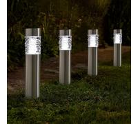 Garden Mile 4X Outdoor Led Lights Bollard Solar Power Outdoor Garden Lights Waterproof 62cm Large Bright Solar Stake Lantern for Patio, Decking, Pathway Lighting, Driveway Garden Light (Stella, 4)