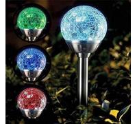 Garden Mile 4Pcs Solar Lights Outdoor Garden Stake Light Waterproof Multicolor Garden Lights for Hallways Pathway Rechargeable Auto ON/Off Stainless Steel Outside (Crackle Orb - 12pc)
