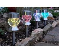 Garden Mile 4Pcs Solar Lights Outdoor Garden Stake Light Waterproof Multicolor Garden Lights for Hallways Pathway Rechargeable Auto ON/Off Stainless Steel Outside (8X Multi LED Solar Stakes)