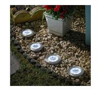 Garden Mile 4pk Solar Lights Outdoor Garden Solar Powered Pathway Deck Lights, Garden Decorations Walkway, Lawn, Pathway, Fence Outdoor Lighting (Bright White and Multicoloured) (Silver)
