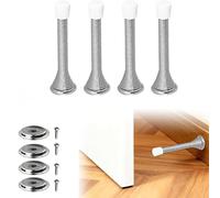 Garden Mile 4pk Spring Door Stops Heavy Duty Stainless Steel Stoppers with Rubber Tips