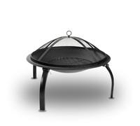 Garden Mile 58cm Large Round Iron Fire Pit for Garden Wood Burner Firepit Black Portable Heater Log Burner Heat Resistant Fire Bowl for Outdoor Patio Decking Garden Picnics