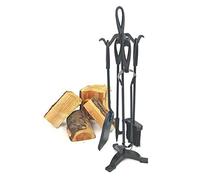 Garden Mile 5pc Black Fireside Companion Set Durable Cast Iron Fireplace Accessories for Wood Burning Stove - Fire Poker, Shovel, Brush Complete Companion Sets for Log Burners