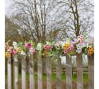 Garden Mile 6ft Spring Garland Artificial Flower Easter Decorations 1.8m Multicoloured Faux Flower Summer Garland Indoor Outdoor Hanging Garden Decoration 180cm Easter Garlands with Fake Flowers