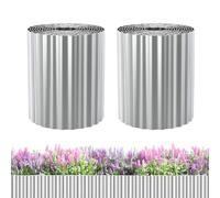 Garden Mile 6M Galvanised Steel Garden Edging - Corrugated Metal Lawn Edging - Heavy Duty Rust Resistant Weather Resistant For Garden, Patio, Flowerbeds and Outdoor Spaces (15cm x 3m - x2)