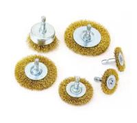 Garden Mile 6pc Wire Wheel and Cup Brush Set - Rotary Power Drill Rust Paint Remover Wire Brush Brass Plated Wire Drill Brush Easy Access Decking Brush Use for Car, Garage, Office and Kitchen
