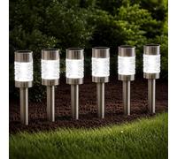 Garden Mile 6Pcs Solar Stake Lights Outdoor Garden - LED Solar Powered Waterproof Crystal Design Pathway Lights with Auto On/Off for Patio, Lawn, Garden Decor