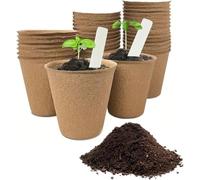 Garden Mile 72 Piece Round Biodegradable Organic Fibre Seedling Pots for Plant Cultivation Compostable Containers Ideal for Garden & Greenhouse Growing Vegetables, Fruit, Herb, Flower