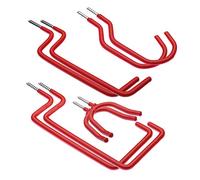 Garden Mile® 8pc Heavy Duty Red PVC Coated Multi Purpose Storage Hooks | Ladder Hooks Bicycle Hooks Tool Hooks Utility Hooks | Garage and Shed Storage Organisation