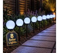Garden Mile Set Of 8 Bright White LED Garden Lights Solar Powered Outdoor Solar Stake Lights Waterproof Driveway Or Pathway Lighting Ideal For Flowerbeds Planters Borders Outdoor Decorations